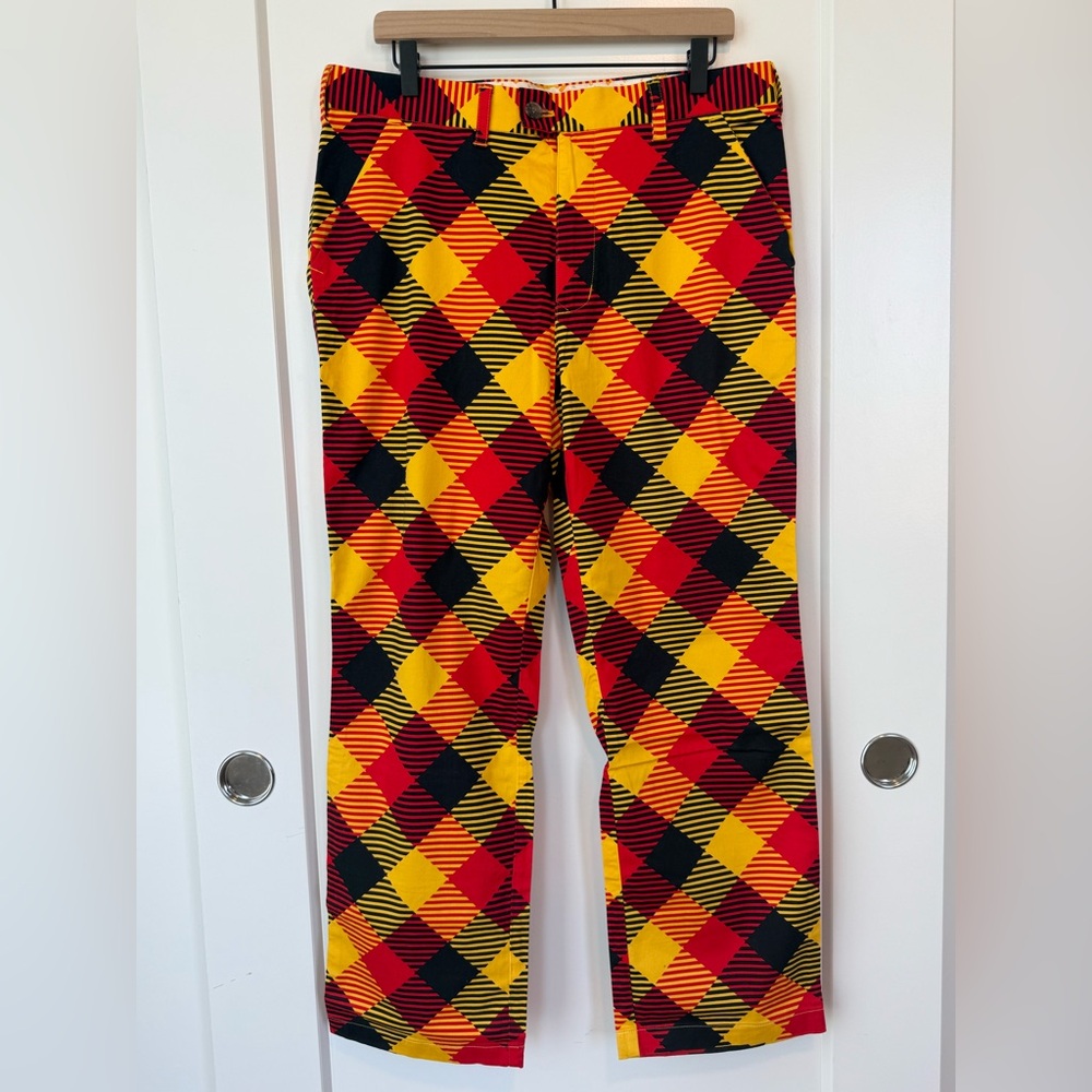 Loudmouth Red Yellow Black Plaid Golf Pants